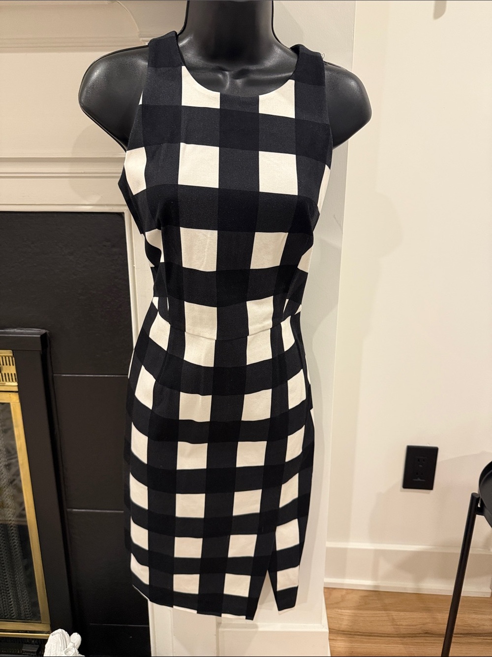 Banana Republic Black and White Check Midi Sheath Dress